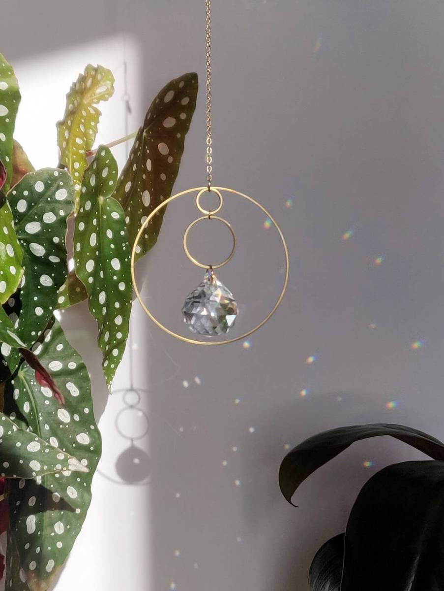 Attrape soleil Galaxy - Suncatcher cristal anneau en laiton