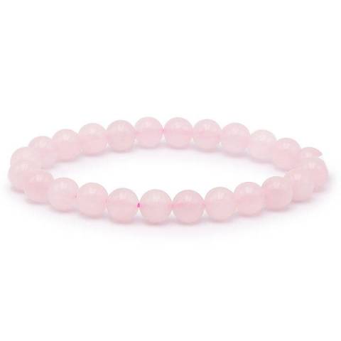 BRACELET BOULE 08MM QUARTZ ROSE