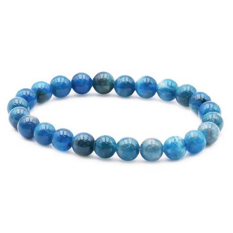 BRACELET BOULE 08MM APATITE BLEUE