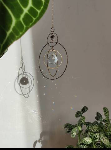 Suncatcher COSMIC Dcoration en laiton et cristal de verre