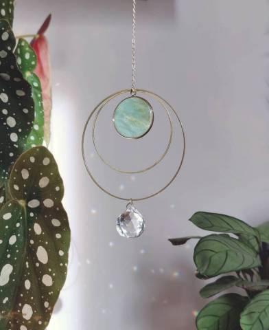 TIA Suncatcher laiton cristal de verre et Amazonite