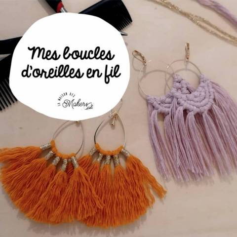 Kit cratif Je Fabrique mes Boucles d'Oreilles en Macram