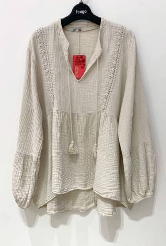 Blouse bohme en gaze de coton